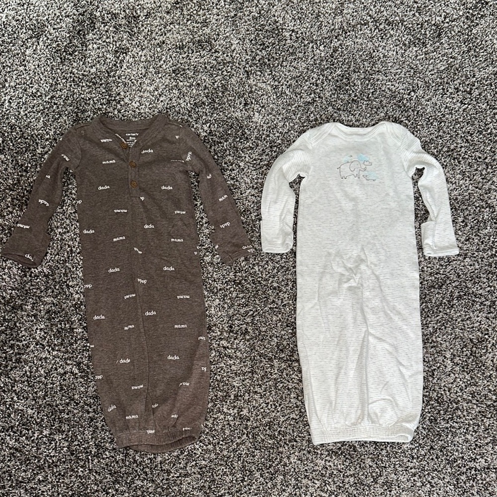 Carter's Brown and White Sleep Sack Pajamas Cozy Comfort